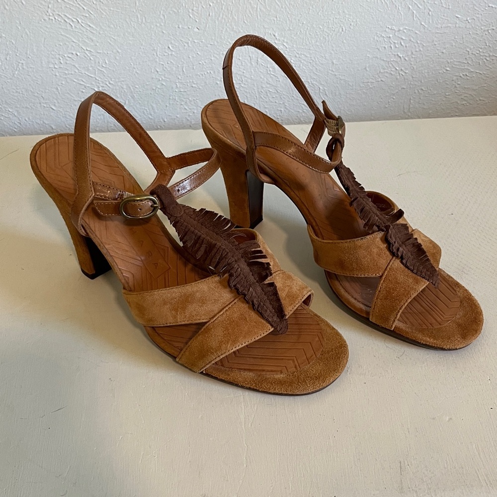 Tan Suede Strappy Heels